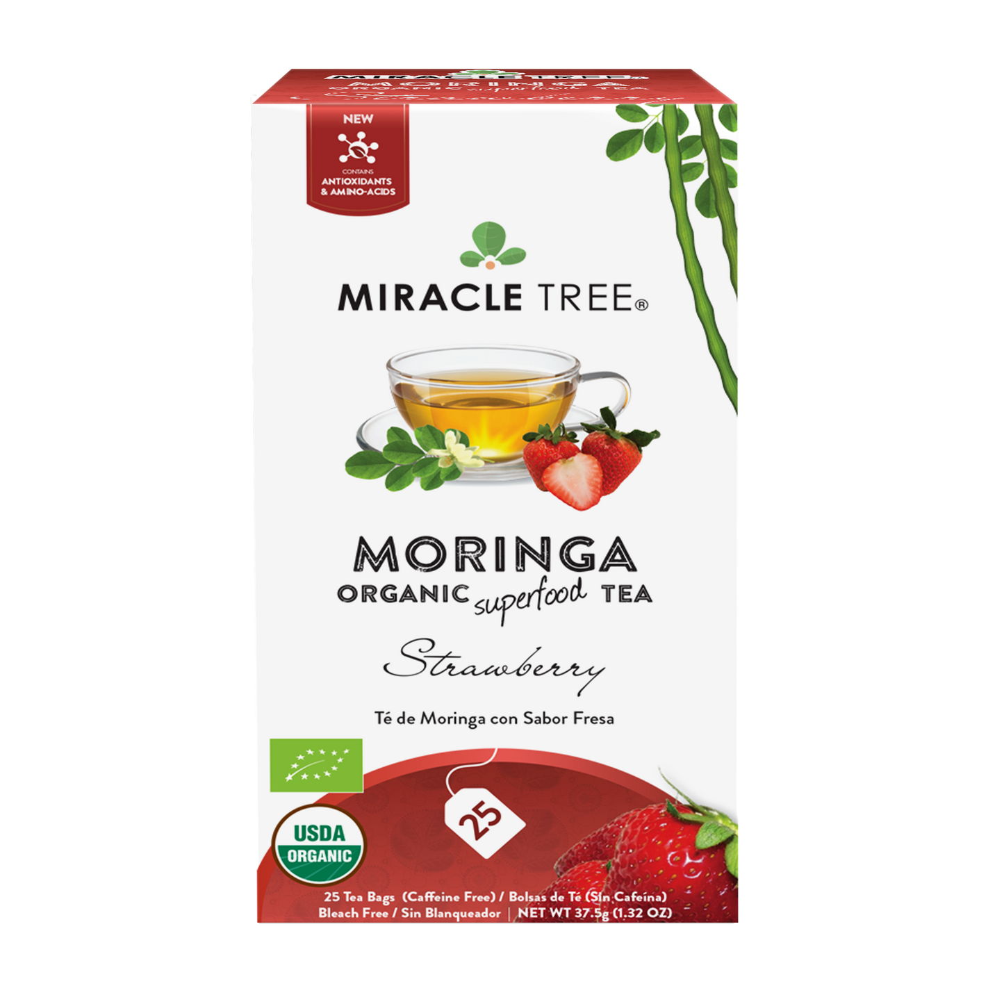 Miracle Tree Organic Moringa Tea Strawberry