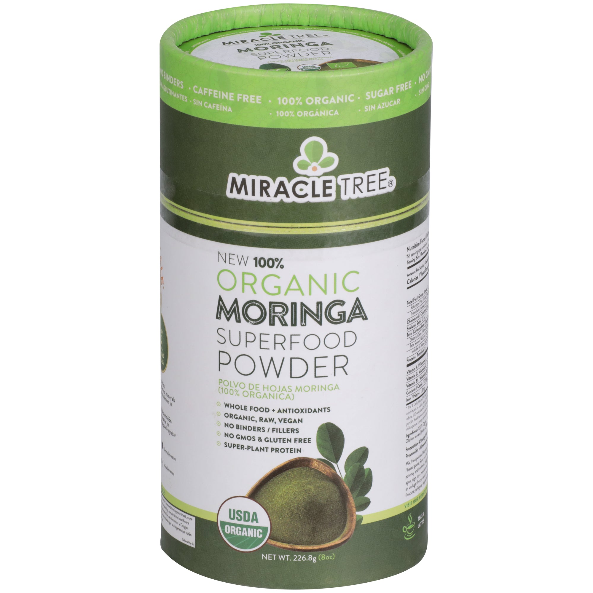 Miracle Tree's 100% Organic Moringa Superfood Powder 8 oz.