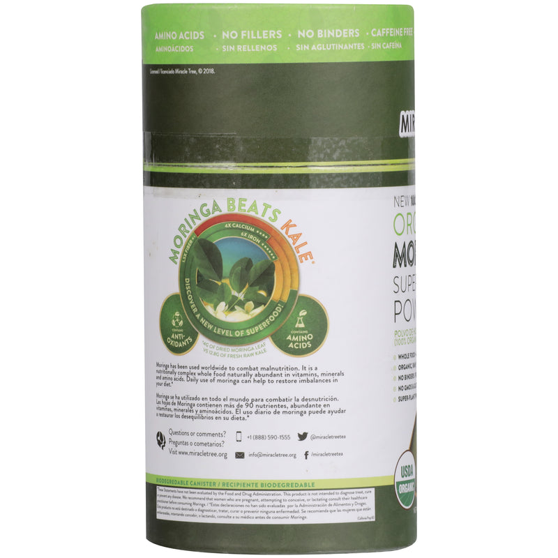 Miracle Tree's 100% Organic Moringa Superfood Powder 8 oz.